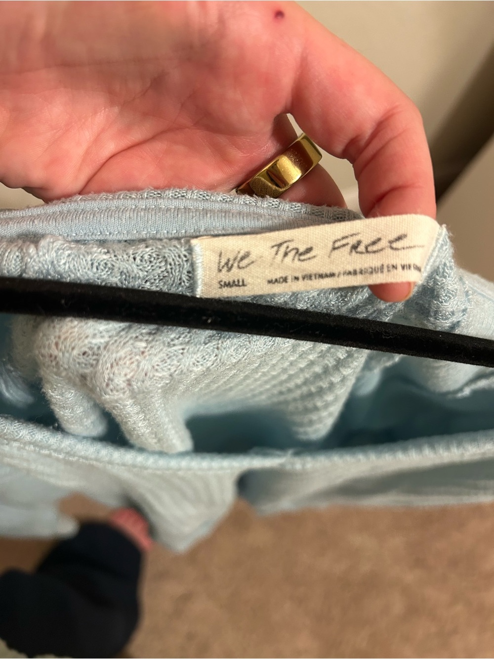 We The Free Pale Blue Knit V-Neck Sweater